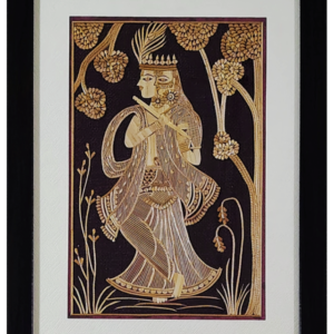 Radha and Krishna in Sikki Grass Art (8"W, 12"H)