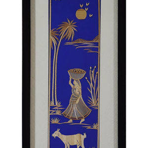 Graceful Femininity Village life Blue Background (4" W, 12" H)